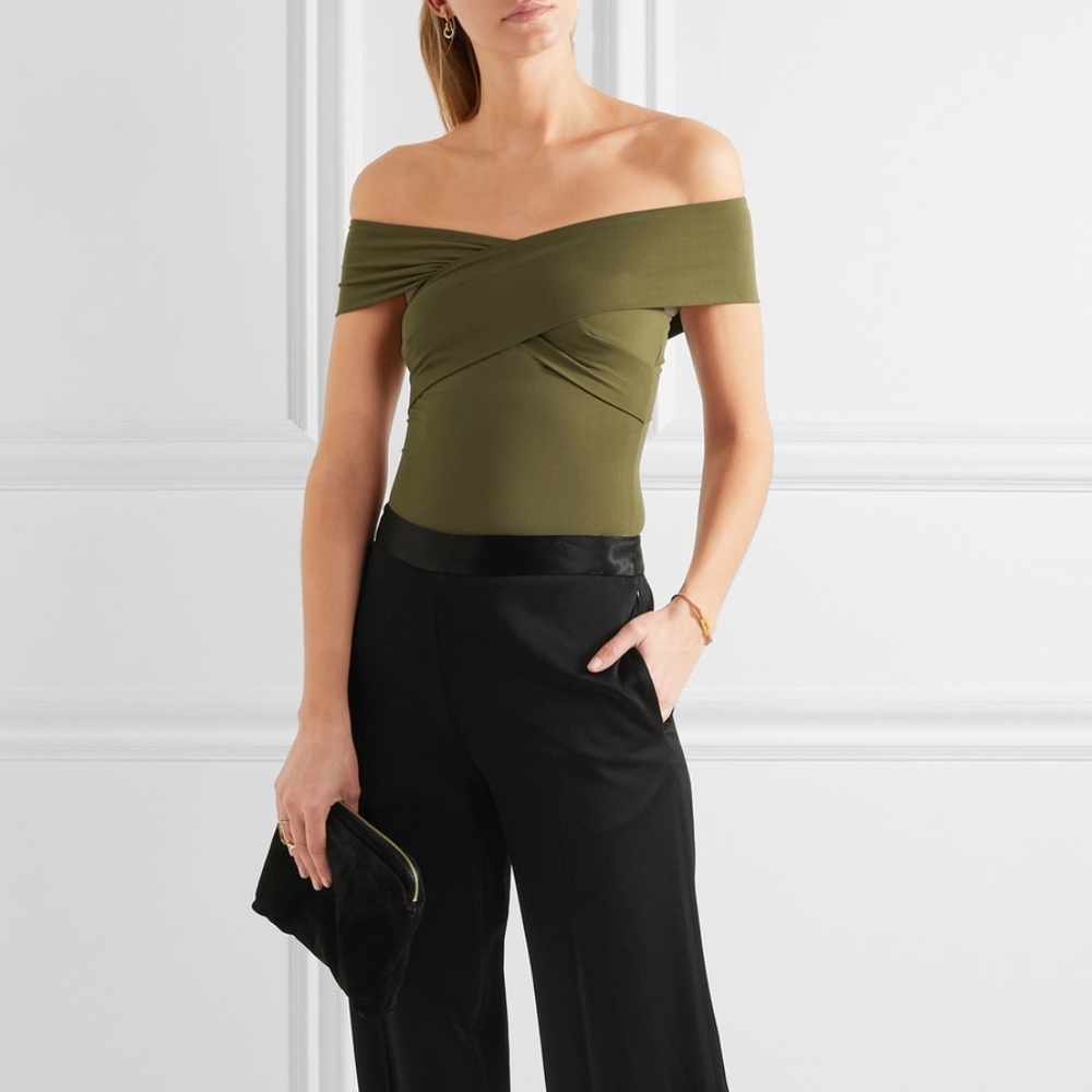 Alix Crossover Off the Shoulder Jersey Bodysuit